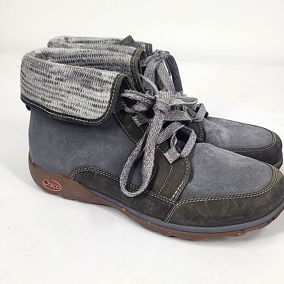 CHACO Barbary Chukka Foldover Cuff Boots in Castlerock Superfeet Insoles 9.5 - Picture 1 of 5